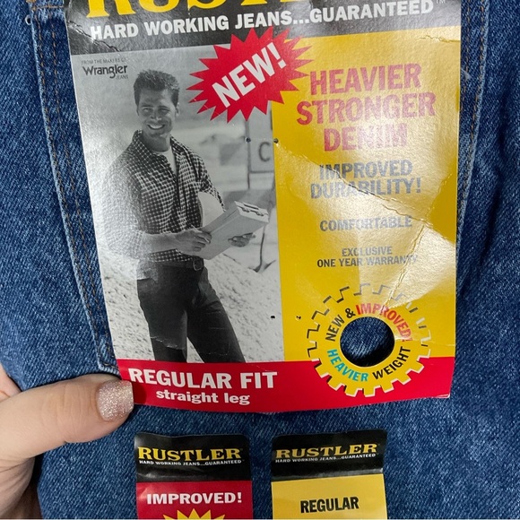 Rustler Extra Rugged Straight Leg Regular Fit Heavyweight Denim Jeans 42 x 30 - Picture 3 of 7